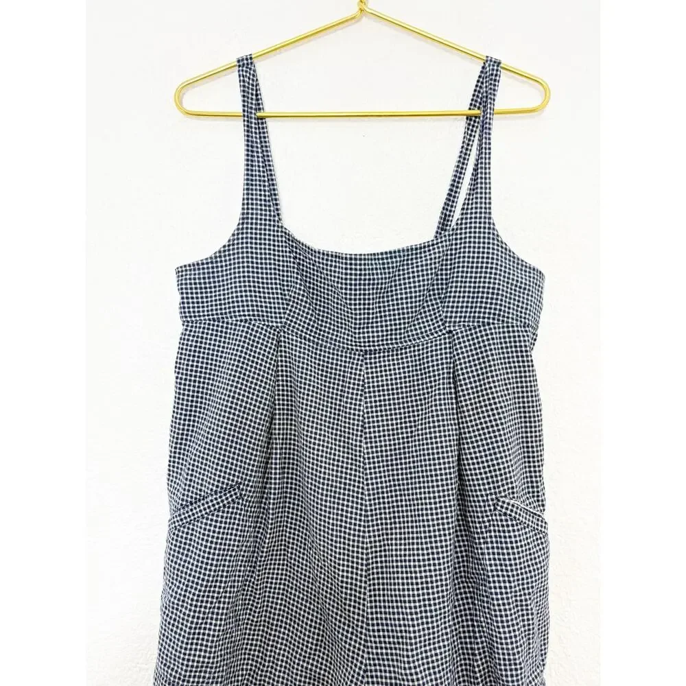 Free People Billie Plaid Playsuit Blue White Oversized Preppy Classic Romper